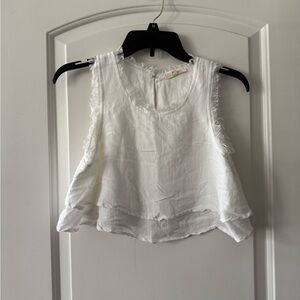 Le Lis White Frayed Edge Crop Top